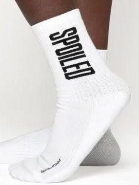 NWT Spoiled Child White Athletic Crew Socks Size